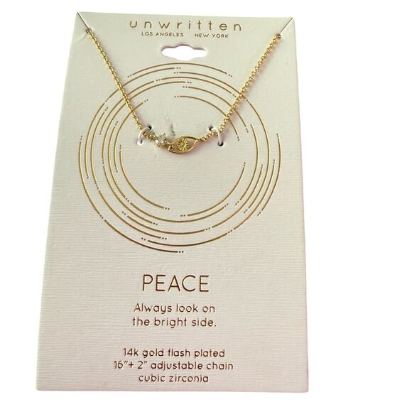 Unwritten Peace Always look on the bright side 14K Gold Flash Plated Necklace - Picture 1 of 4
